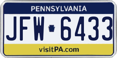 PA license plate JFW6433