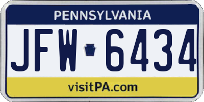PA license plate JFW6434