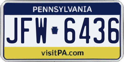 PA license plate JFW6436