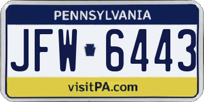 PA license plate JFW6443