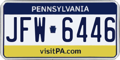 PA license plate JFW6446