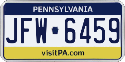 PA license plate JFW6459