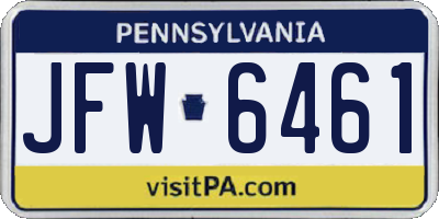 PA license plate JFW6461