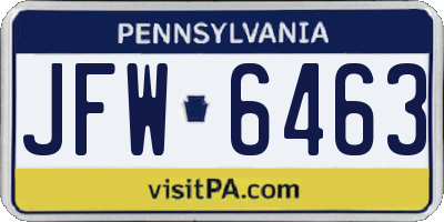 PA license plate JFW6463