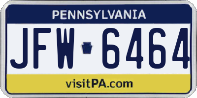 PA license plate JFW6464