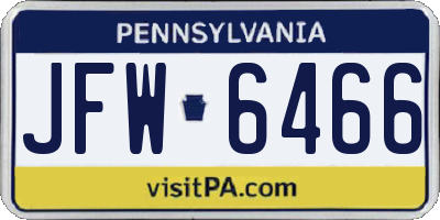 PA license plate JFW6466