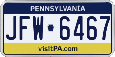 PA license plate JFW6467