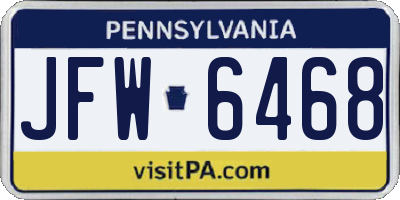 PA license plate JFW6468