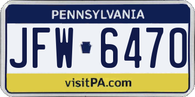 PA license plate JFW6470