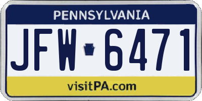 PA license plate JFW6471