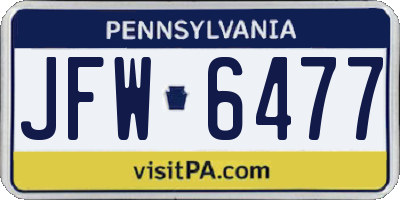 PA license plate JFW6477