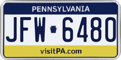 PA license plate JFW6480