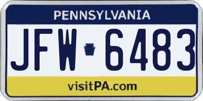 PA license plate JFW6483