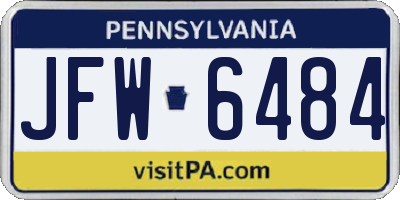 PA license plate JFW6484