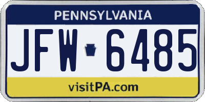 PA license plate JFW6485