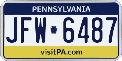 PA license plate JFW6487