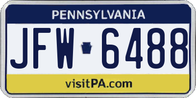 PA license plate JFW6488