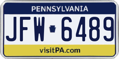 PA license plate JFW6489