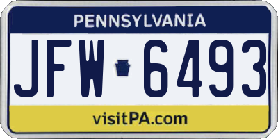 PA license plate JFW6493