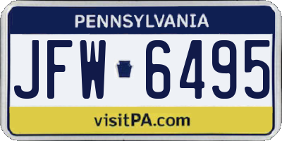 PA license plate JFW6495