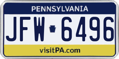 PA license plate JFW6496