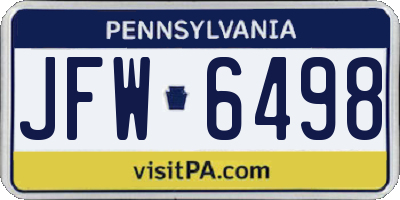 PA license plate JFW6498