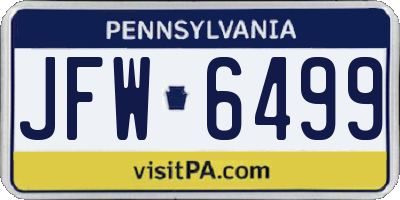 PA license plate JFW6499