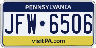 PA license plate JFW6506