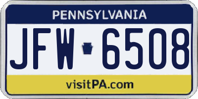 PA license plate JFW6508