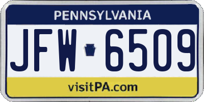 PA license plate JFW6509