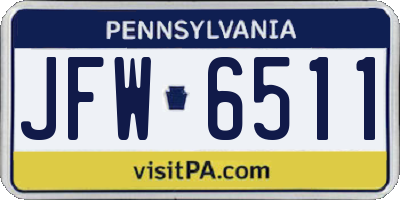 PA license plate JFW6511