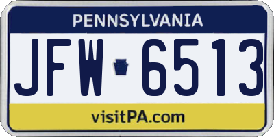 PA license plate JFW6513