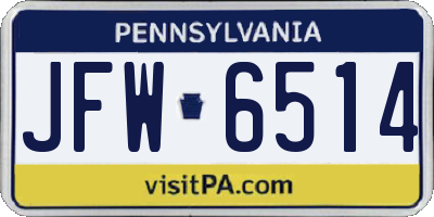 PA license plate JFW6514