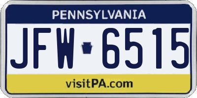 PA license plate JFW6515
