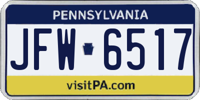 PA license plate JFW6517