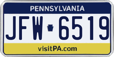 PA license plate JFW6519
