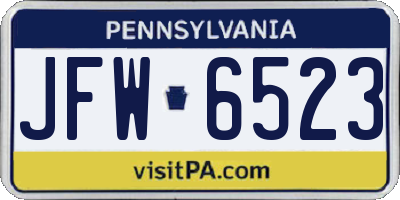 PA license plate JFW6523