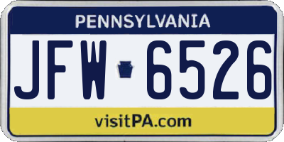PA license plate JFW6526