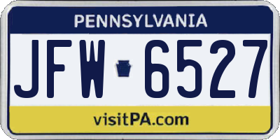 PA license plate JFW6527