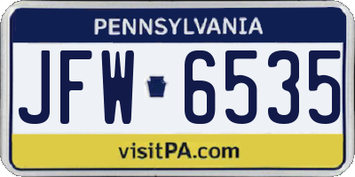 PA license plate JFW6535