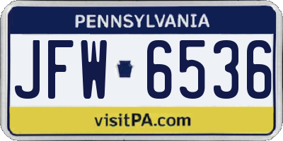 PA license plate JFW6536