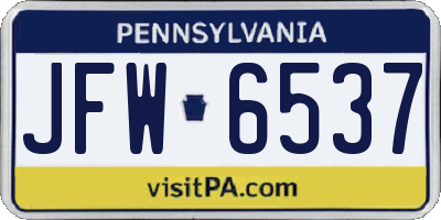 PA license plate JFW6537