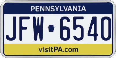 PA license plate JFW6540