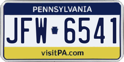 PA license plate JFW6541