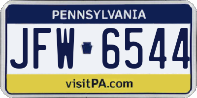 PA license plate JFW6544