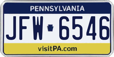PA license plate JFW6546