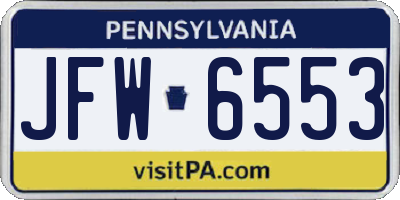 PA license plate JFW6553