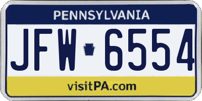 PA license plate JFW6554