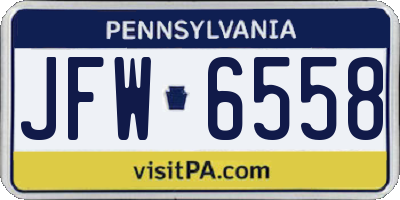 PA license plate JFW6558