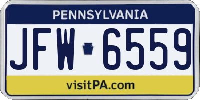 PA license plate JFW6559